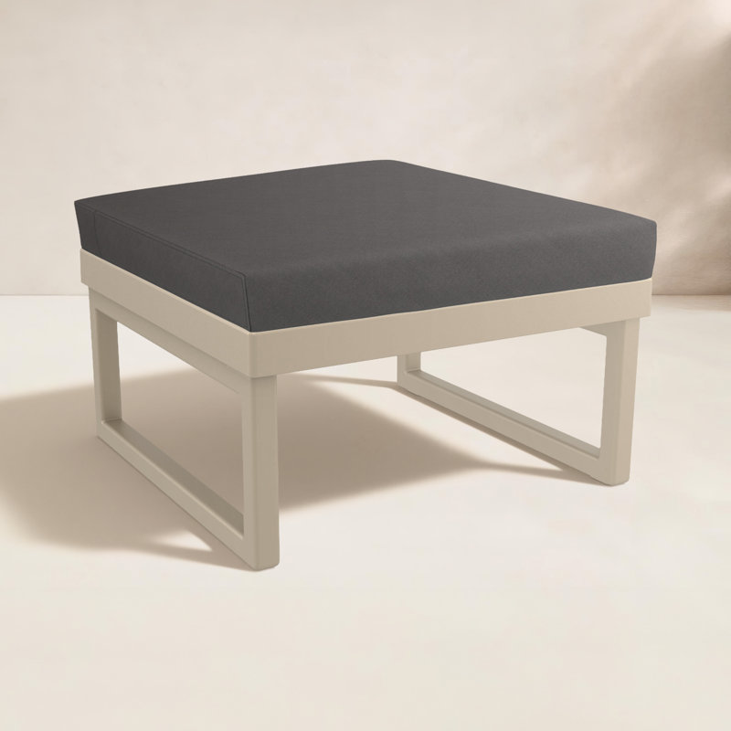 Repose-pieds d'extérieur avec coussin Lane, Taupe, Toile gris anthracite Sunbrella®