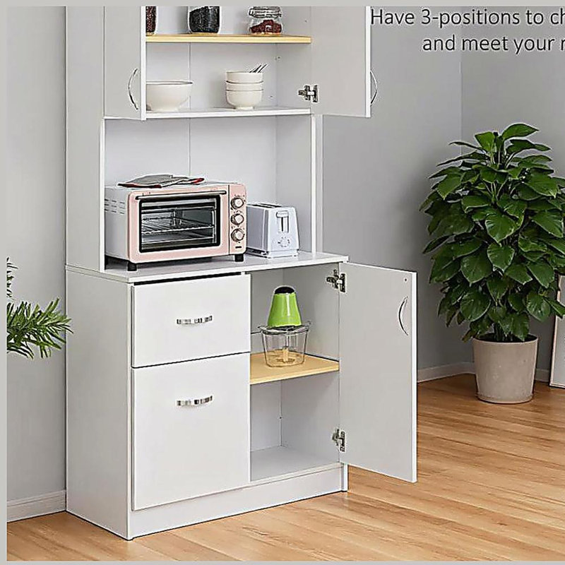 Armoire de cuisine autoportante, armoire de rangement avec 3 portes et 3 tiroirs