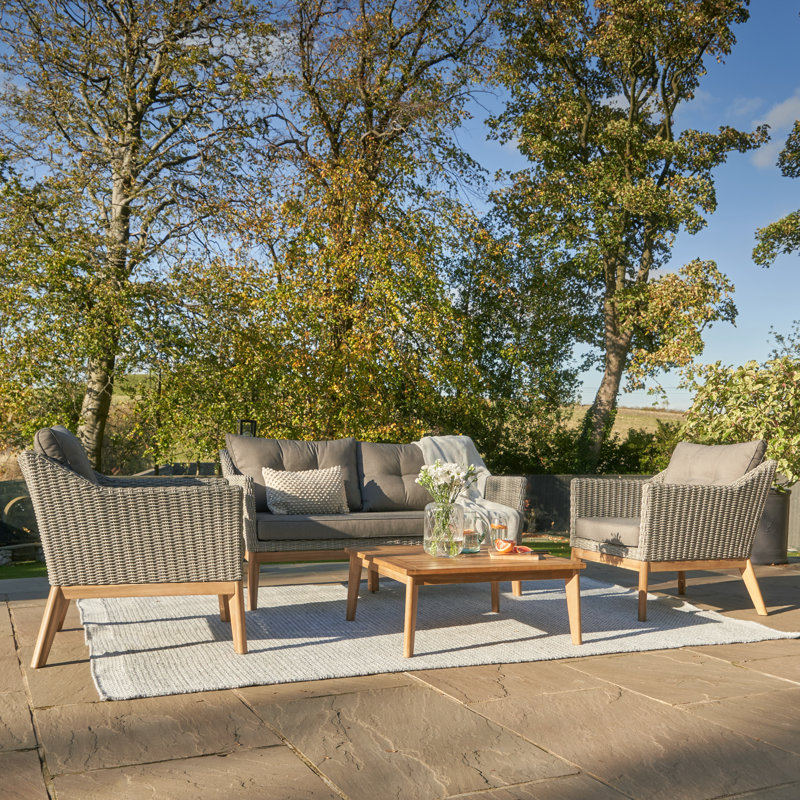 Dorothea  Wicker 4 - Person Seating Group with Cushions