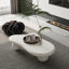 Table basse de 40 pouces en forme de nuage avec 3 pieds sphériques pour le salon, blanc crème-856897099-856897096-848548132