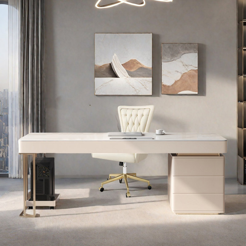 Mobilier de bureau simple en granit, H 29,53 po x l 70,87 po x P 27,56 po