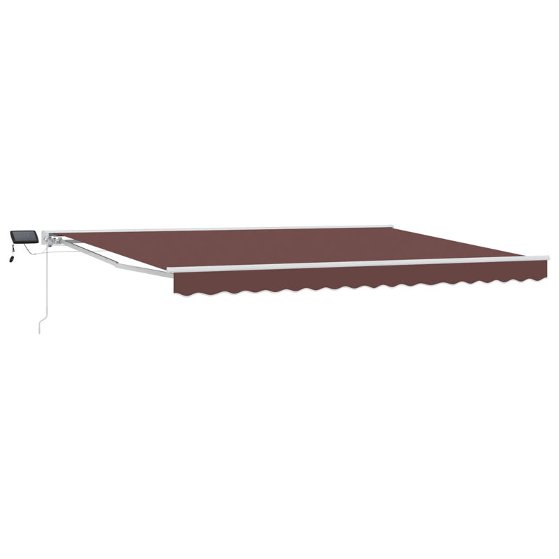 VidaXL Polyester Cover Retractable Patio Awning, Brown/White, 400cm W x 350cm D