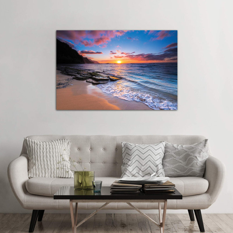 Sunset Over The Na Pali Coast From Ke'e Beach, Haena State Park, Kauai, Hawaii, USA I by Russ Bishop - No Frame Print on Canvas
