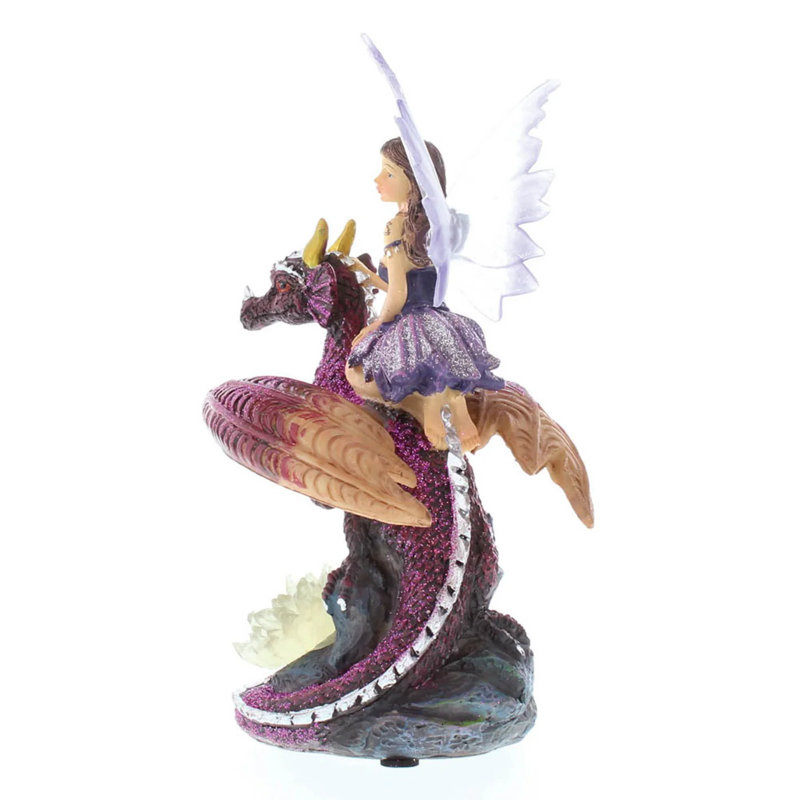 Figurine Fairy Dragon Rider | Statue mystique géode en cristal mystique