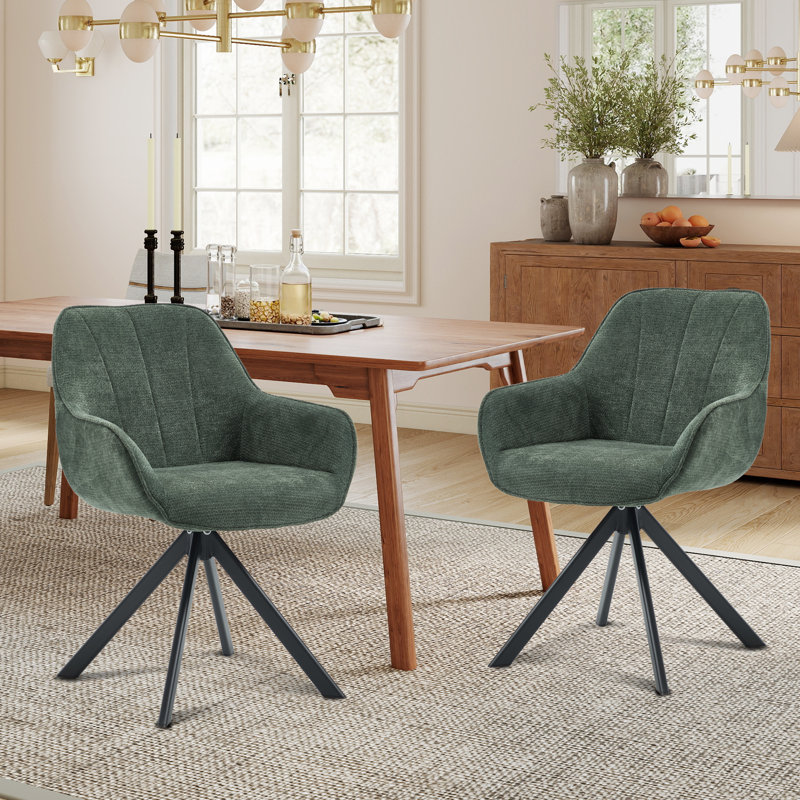 59cm Wide Upholstered Metal Dining Chairs, Green