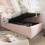 Canapé-lit rembourré en velours rose avec repose-pieds et rangement hydraulique, structure à lattes en métal, convient aux adultes et aux enfants; Matelas non inclus-1583555328