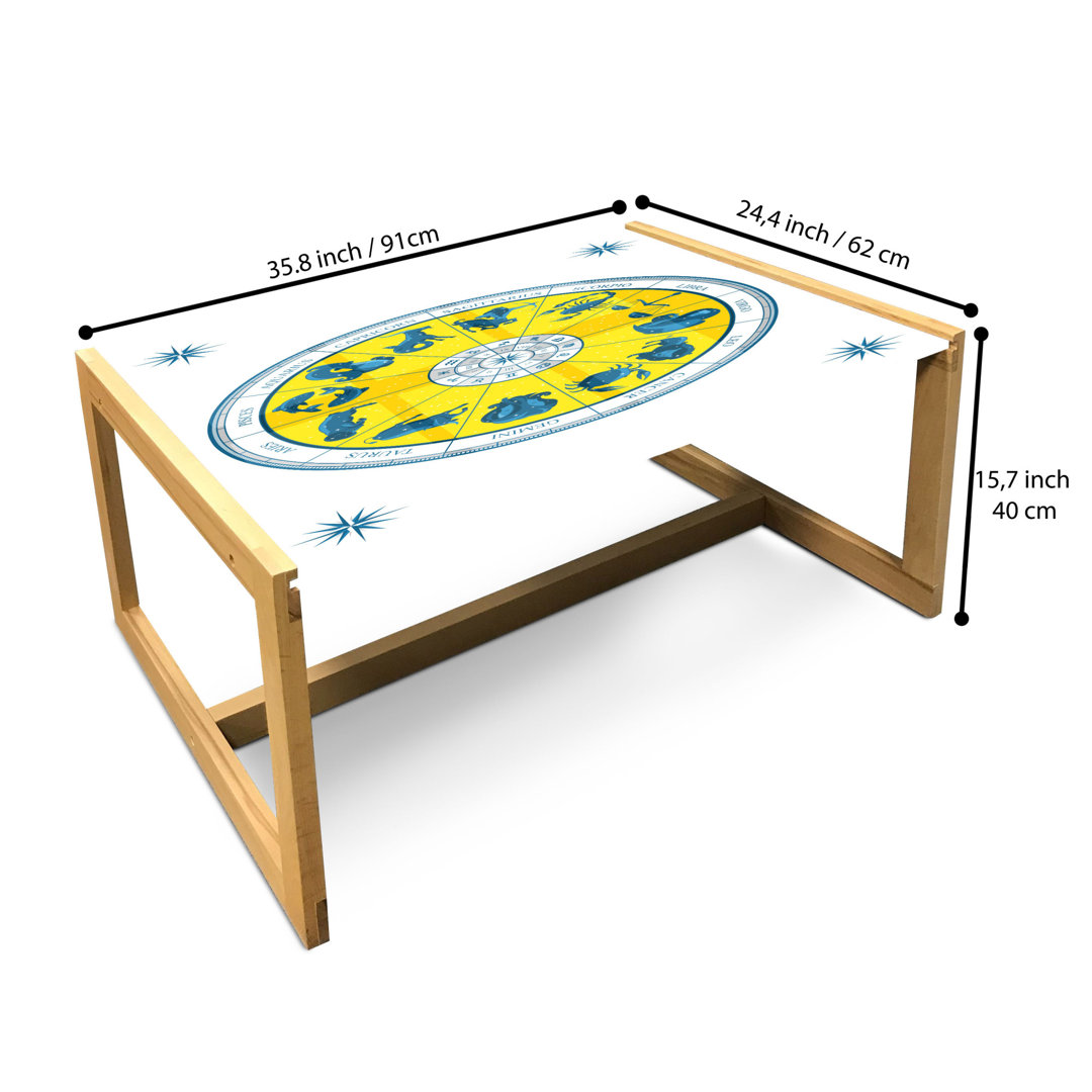 Couchtisch, Zodiac Natal Übersicht, Astrologie, Gelb / Blau