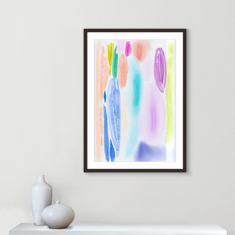 «Vivid Space II» par Bea Dina, Blanc, H 35,5 po x l 25,5 po x P 1,25 po, Papier avec cadre photo noyer