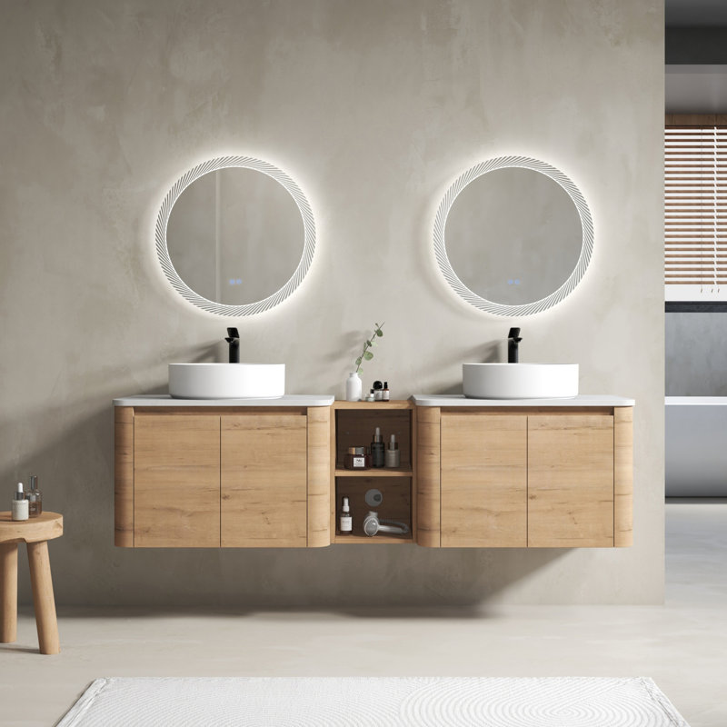 Meuble-lavabo double 72 po avec plateau en pierre reconstituée 72 po