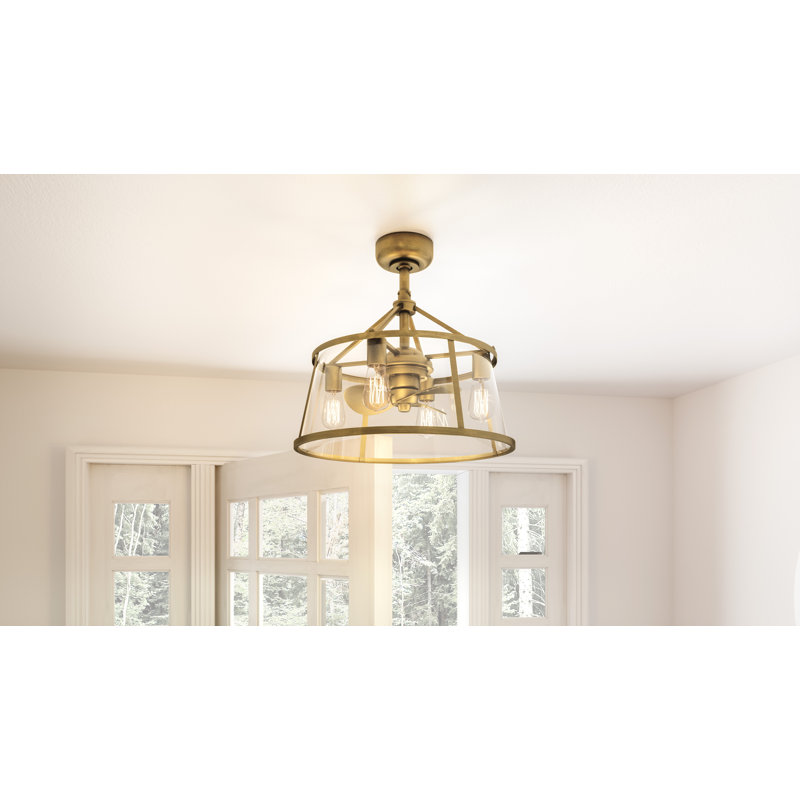 12'' Ceiling Fan with Light Kit, Weathered Brass