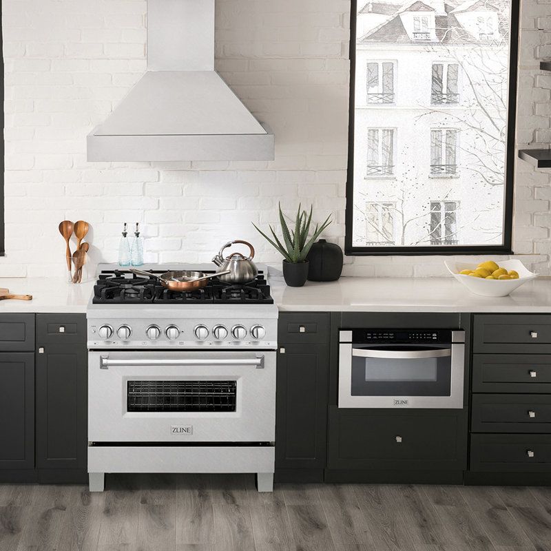 ZLINE 36" Legacy Dual Fuel Range, Brass Burners Satin Stainless Steel