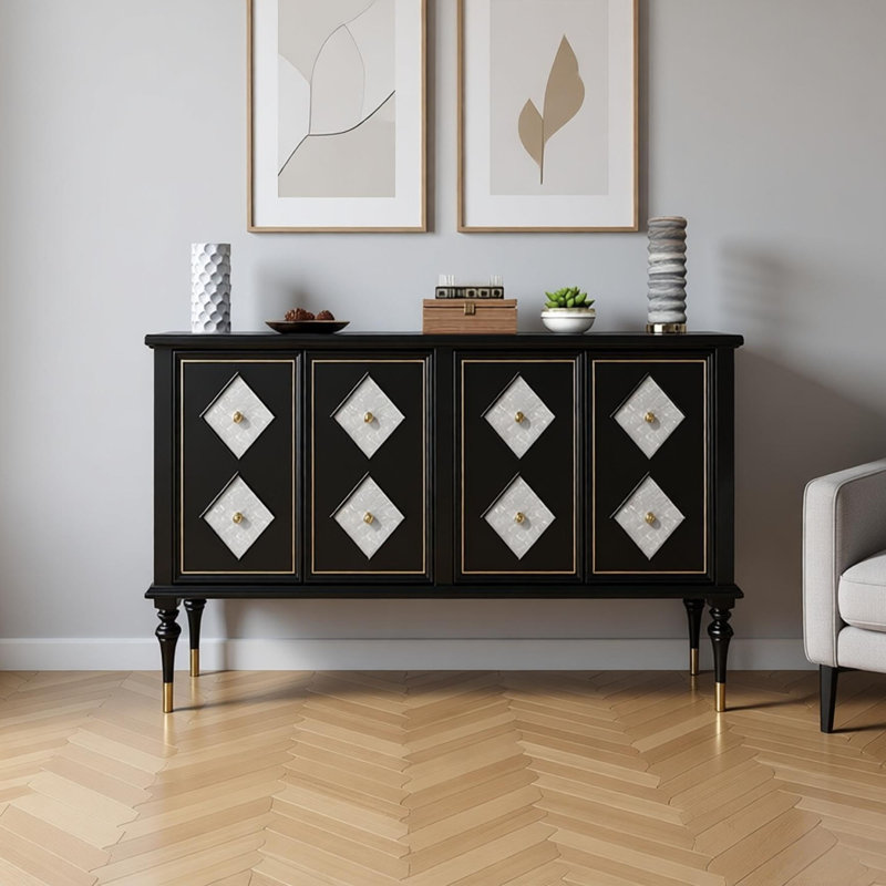 Buffet de rangement rétro de style français, H 33,46 po x l 55,11 po x P 15,74 po