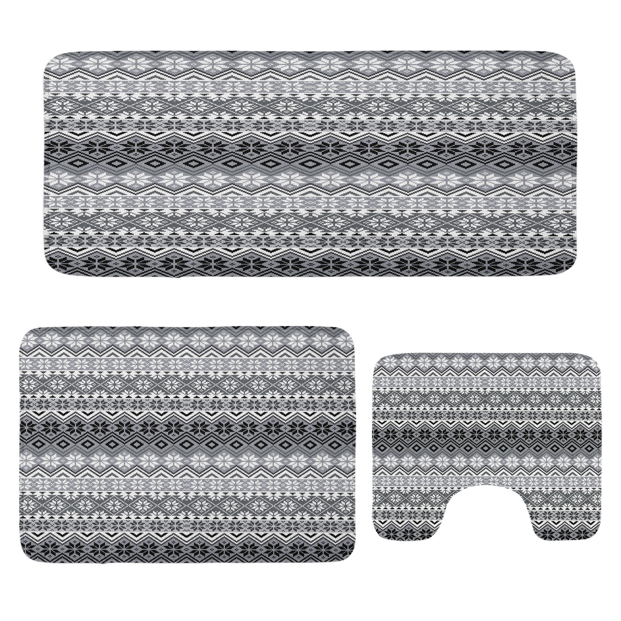 Breakwater Bay Grey Bathroom Rug Set 3 Pieces UShape & Rectangle Mats