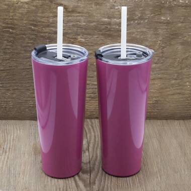 Oggi™ Cheers™ Stainless Steel Wine Tumbler with Clear Lid in Rose