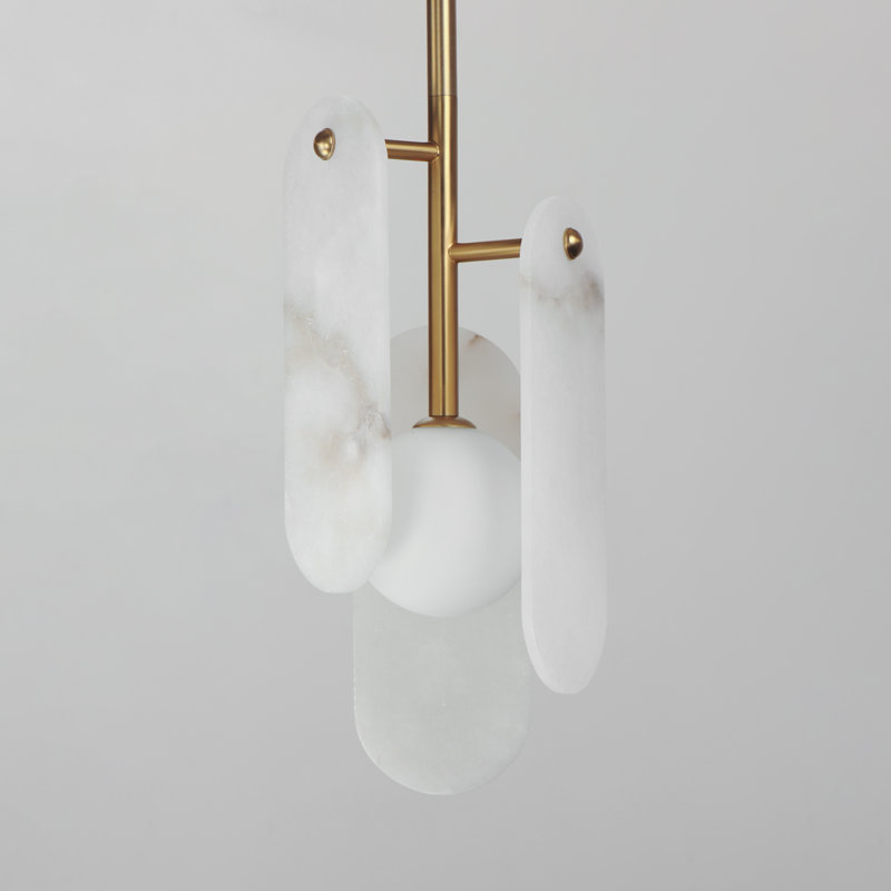 Megalith 1 - Light Pendant, White Alabaster/White, Natural Aged Brass