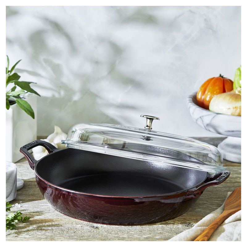 Cast Iron 3.59-qt Braiser with Glass Lid, Grenadine