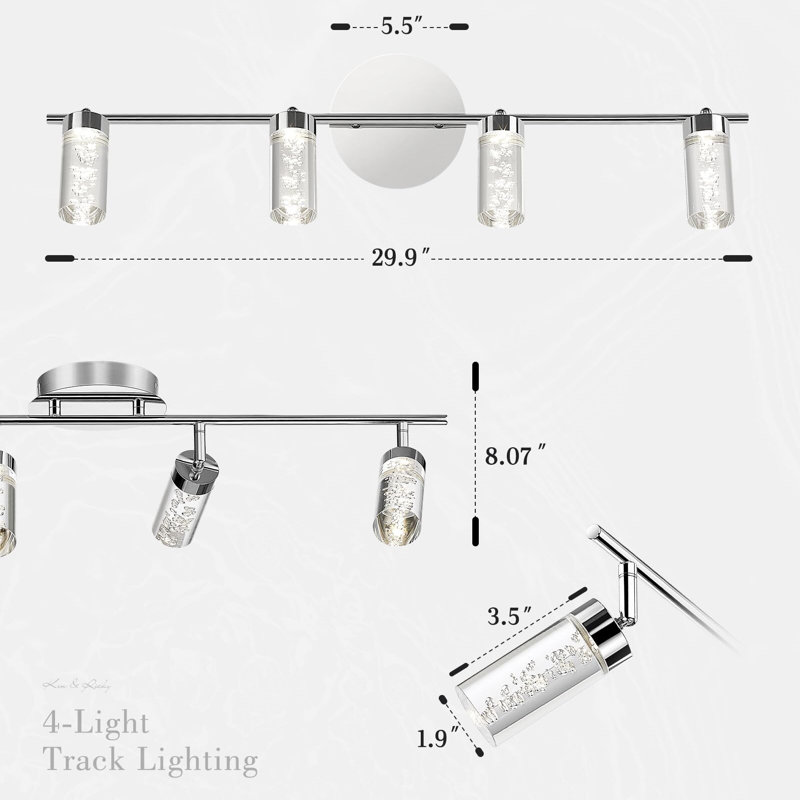 4-Light Track Lighting, Modern LED Track Lights, 30" Complete Track Light