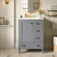 Meuble-lavabo de salle de bain avec tablettes à deux niveaux sur la porte-679480311