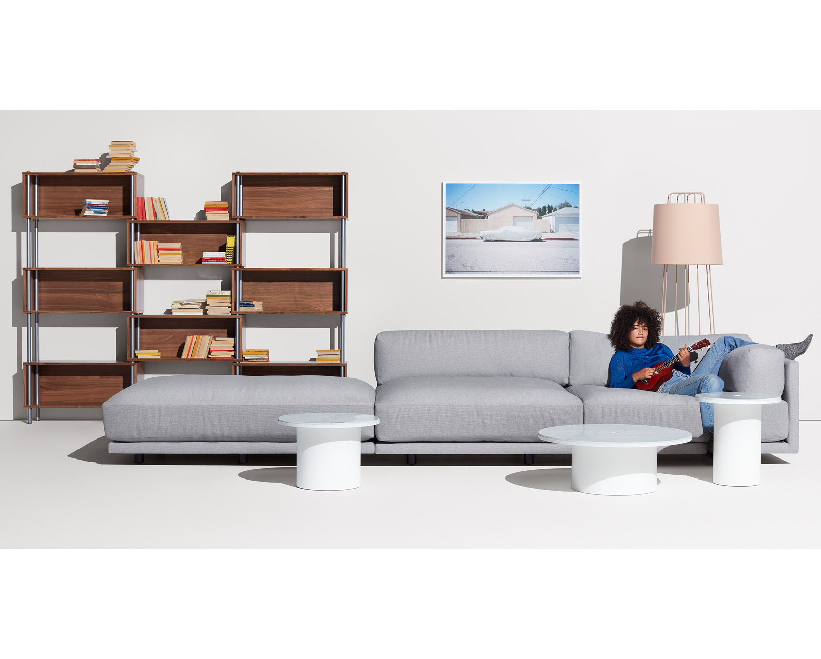Chicago Wide Bookcase, Steel/Walnut