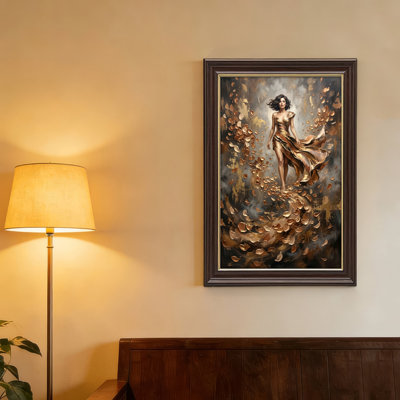 «Gallery Wrap», art mural sur toile pour le salon, la chambre à coucher, le bureau ou le vestibule - décoration murale décorative avec feuilles dorées