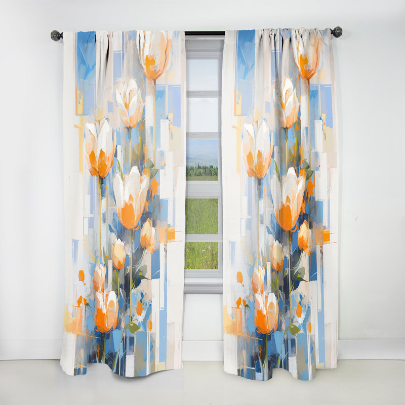 Brava - Rideau tulipe - Rideau floral obscurcissant - 1 panneau, L 52 po x L 95 po