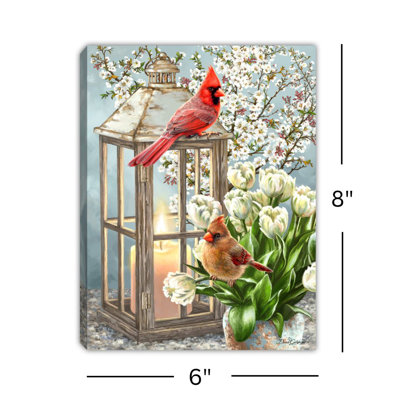 Toile de fond douce avec chevalet 8 x 6 Sweet Cardinals