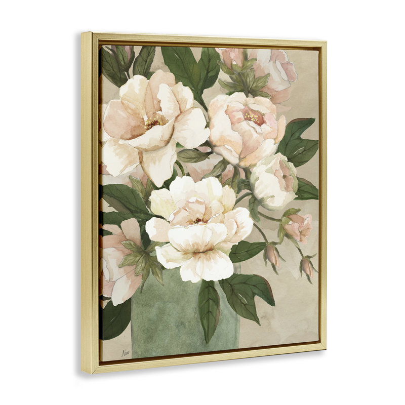 Bouquet de roses chic et élégant, Cadre flottant gris lustré, H 31 po x l 25 po