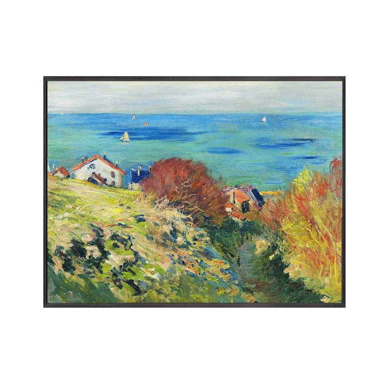 "SEASIDE Serenity" par Claude Monet_Floater Frame, Cadre noir, H 16 po x l 14 po