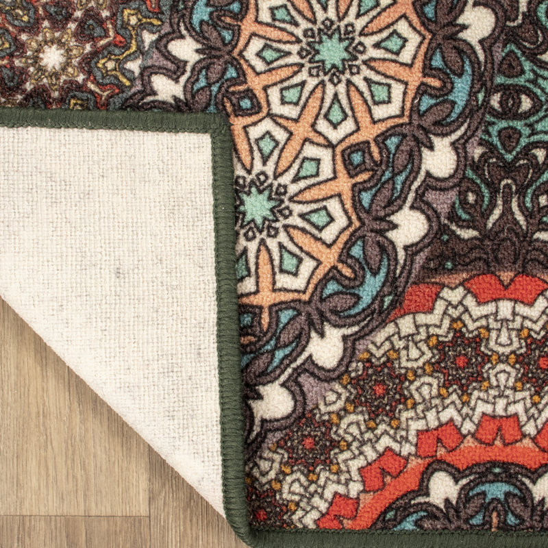 Cales Bohemian Medallion Non-Slip Washable Indoor Outdoor Area Rug, Rectangle 5' x 8'