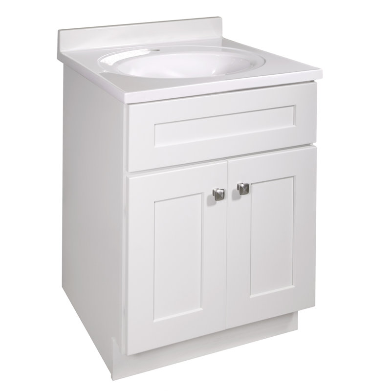 Brookings 25 Inch White Bathroom Vanity with Cultured Marble Top