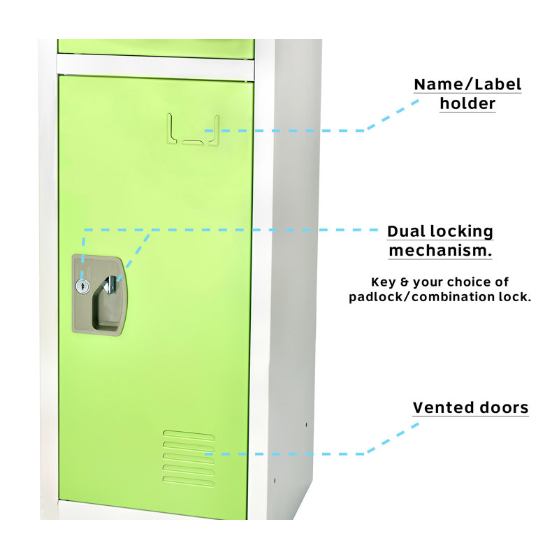 Green 3-Tier Steel Storage Locker with Key Lock