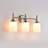 3-Light Brushed Nickel Contemporary Vanity Light with White Glass Shades, Dimmable, Hardwired, Damp Rated, 2 Finish Options-124890743