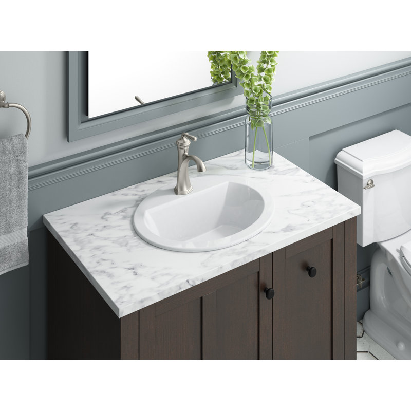 Bryant Ceramic Oval Drop-In Bathroom Sink with Overflow, Thunder Grey, Single