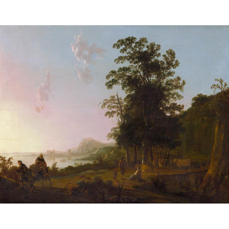 "Landscape with the Flight into Egypt" by  Aelbert Cuyp - Gallery Wrap Canvas Wall Art, 18" H x 14" W