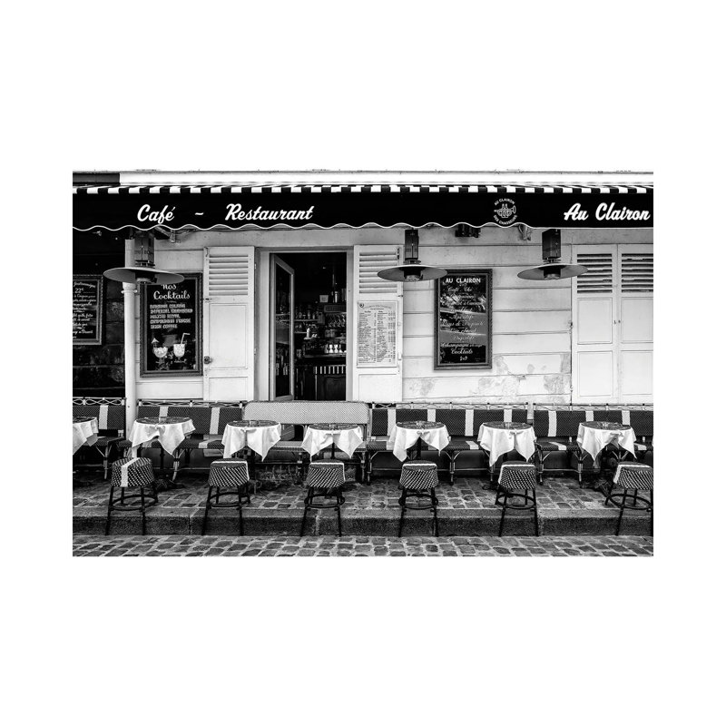 Black Montmartre Series - Paris Café Restaurant by Philippe Hugonnard - Wrapped Canvas Print, 20.32 cm H x 30.48 cm W