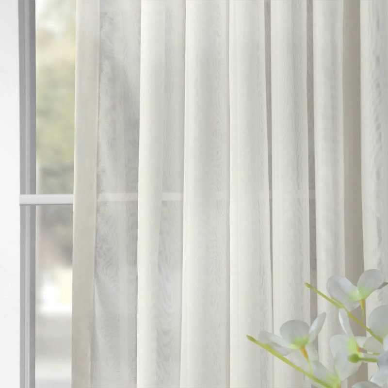 Apollo Extra Wide Double Layered Voile Sheer Single Curtain Panel, 100" W x 96" L, Off-White