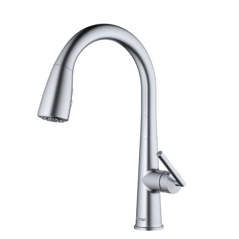 Karran Kentland Single Handle Pull Down Sprayer Kitchen Faucet, Stainless Steel
