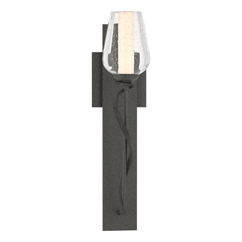 Flora 1 - Light Armed Sconce, Natural Iron, Seeded Clear/Opal White