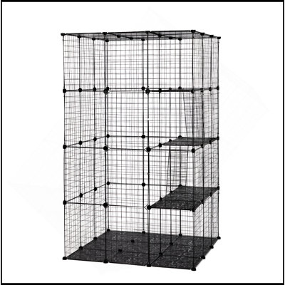 Cage pour chat à 3 niveaux, parc pour grand chenil avec 3 plateformes, 3 échelles rampes et 4 portes, noir