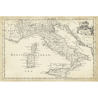 Map of Italy 1 Piece Wrapped Canvas Wall Art
