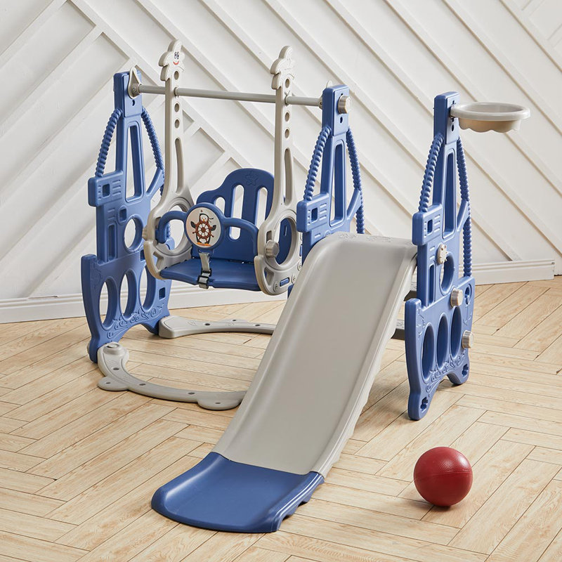 Magnus Zoomie Kids Plastic Swing Set with 1 Swing(s) , 1 Slide(s), Blue/Grey
