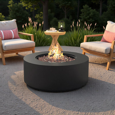 MGO Outdoor Propane Fire Pit - 38.2" Round With Faux Stone Finish, Outside Fire Pit Table With 50000 BTU, Steel Burner, Lava Rocks