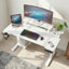 Bureau debout ergonomique électrique 55 "avec contremarche pour moniteur, tablette Cpu et 4 préréglages de mémoire - Finition fibre de carbone blanche-389461386