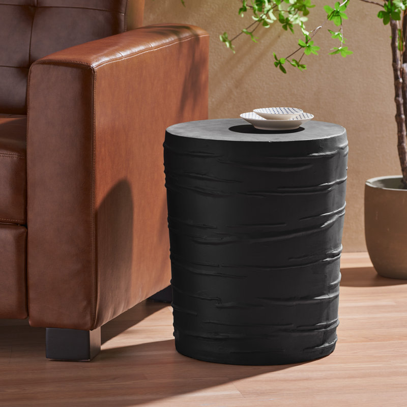 Patio Side Table with Concrete,Round Top