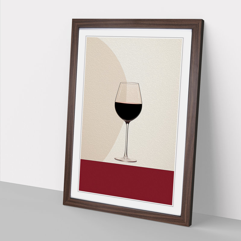 Wine Minimalism Art - Framed Print, Walnut, 34cm H x 25cm W x 2cm D