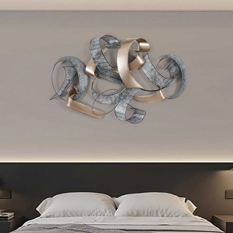 47.2" Large Modern 3D Metal Wall Decor Abstract Geometric Overlapping Art Living Room