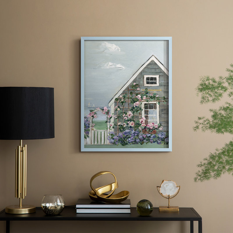 Coastal Cottage II, reproduction encadrée - bois massif, Bleu, H 30 po x l 24 po