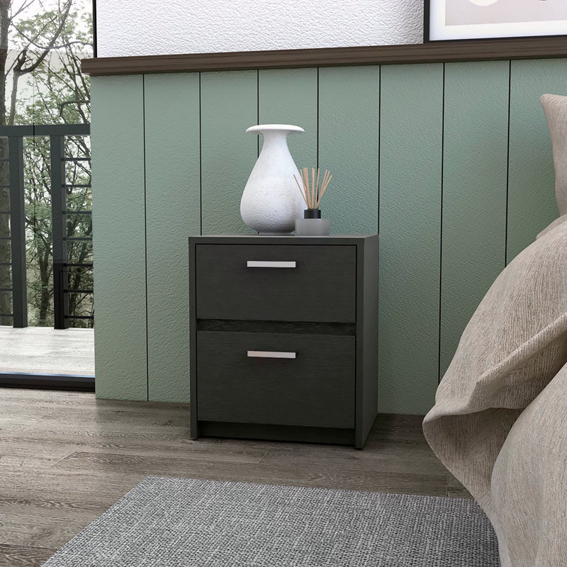 2-Drawer Nightstand, Black