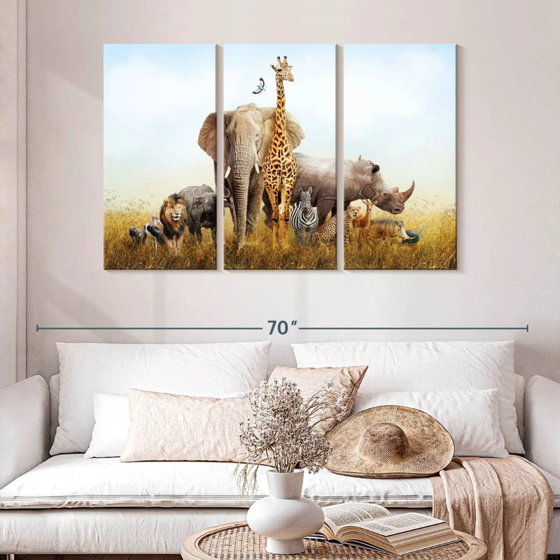 Kenyan Safari Animals, 32" H x 50" W
