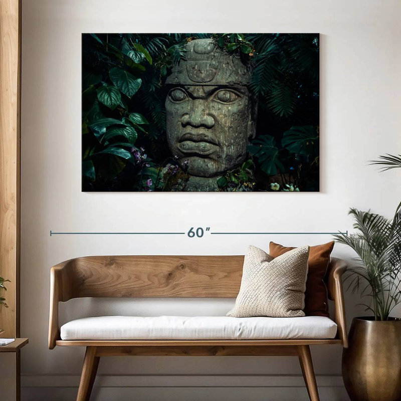 Tête Leisha Mayan Olmec, H 32 po x l 48 po